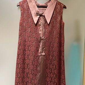 Vintage theatre costume dress brown lace